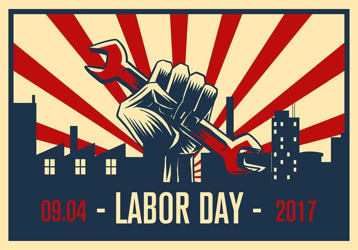 Labor Day Propaganda Poster Gratis Vector