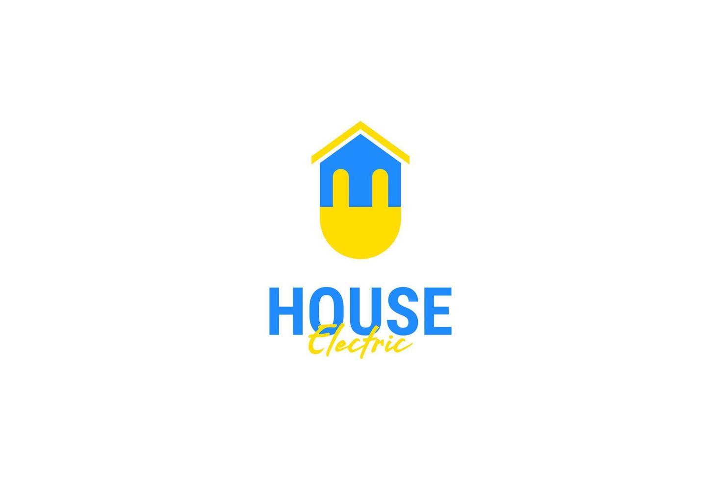 vlak huis en plug logo ontwerp vector sjabloon illustratie