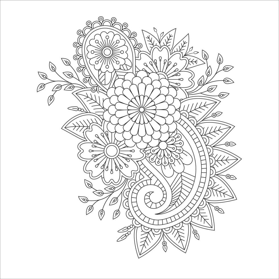 mehndi bloemen kleur bladzijde voor volwassen vector