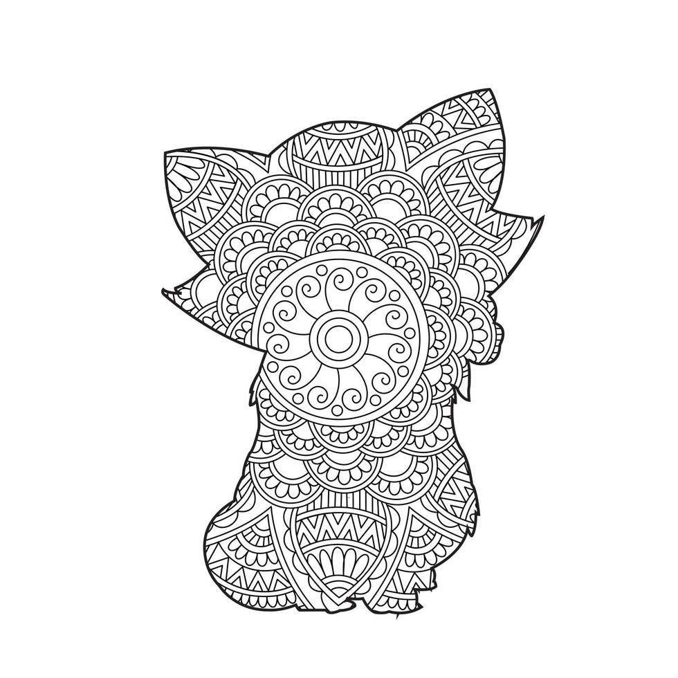 kat mandala kleur bladzijde voor volwassenen bloemen dier kleur boek geïsoleerd Aan wit achtergrond anti stress kleur bladzijde vector illustratie