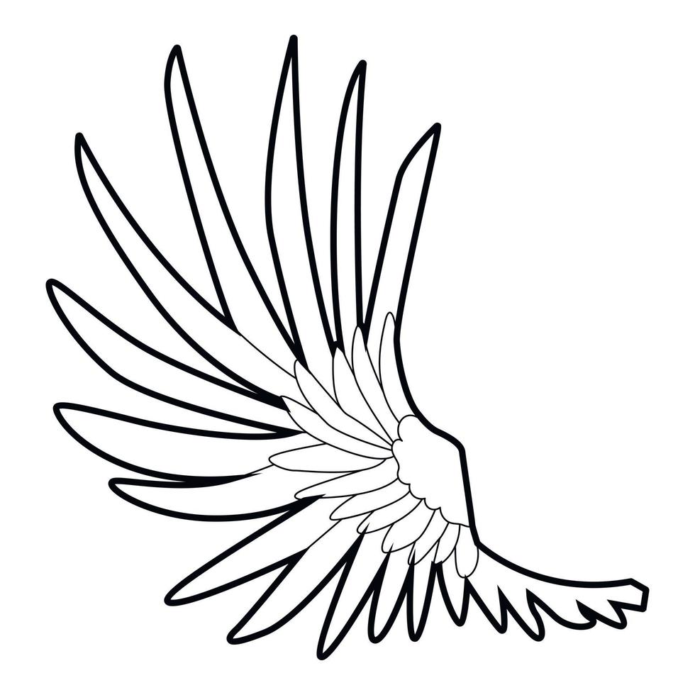 breed vleugel icoon, schets stijl vector