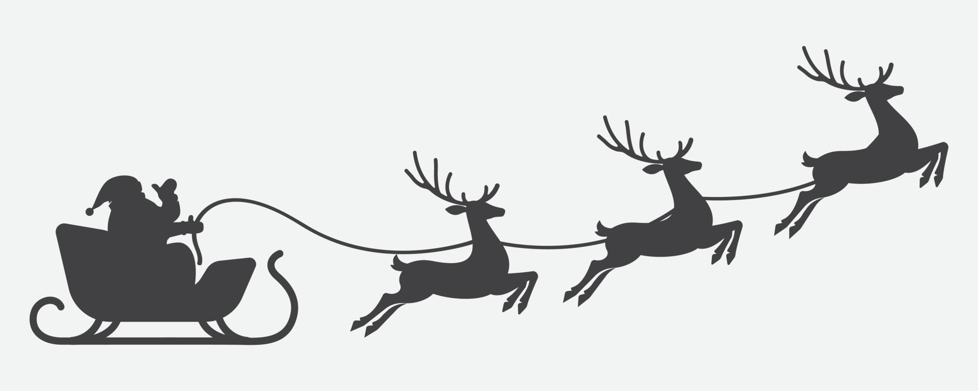 illustratie van de kerstman clausule rijden zijn slee getrokken door rendieren. vector Kerstmis element
