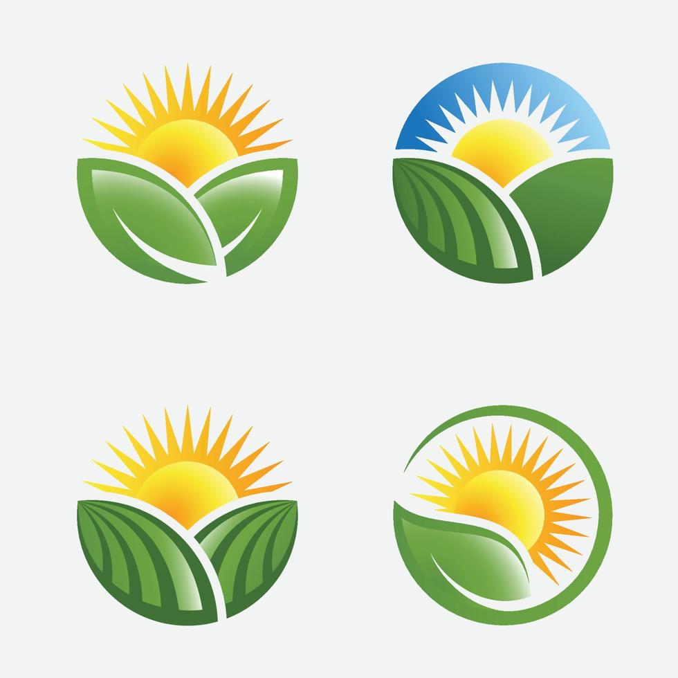 boerderij logo ontwerp illustratie, landbouw ontwerp sjabloon, landbouw etiket ontwerp, groen landbouw icoon, biologisch icoon vector
