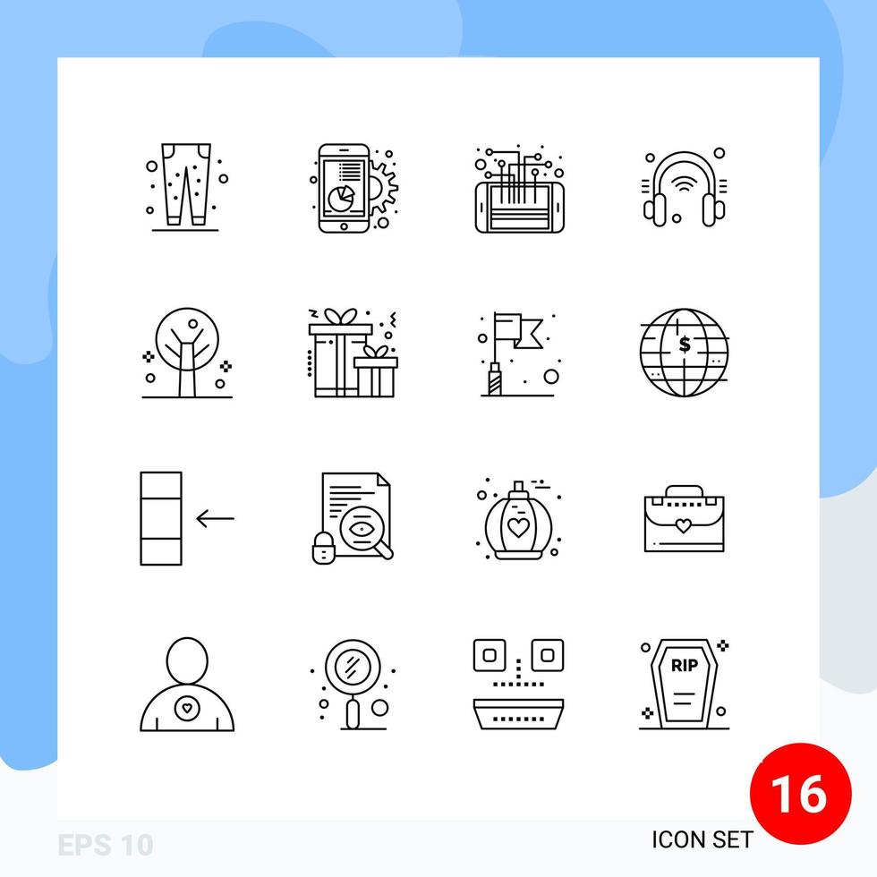 voorraad vector icoon pak van 16 lijn tekens en symbolen voor internet koptelefoon afzet slim telefoon bewerkbare vector ontwerp elementen