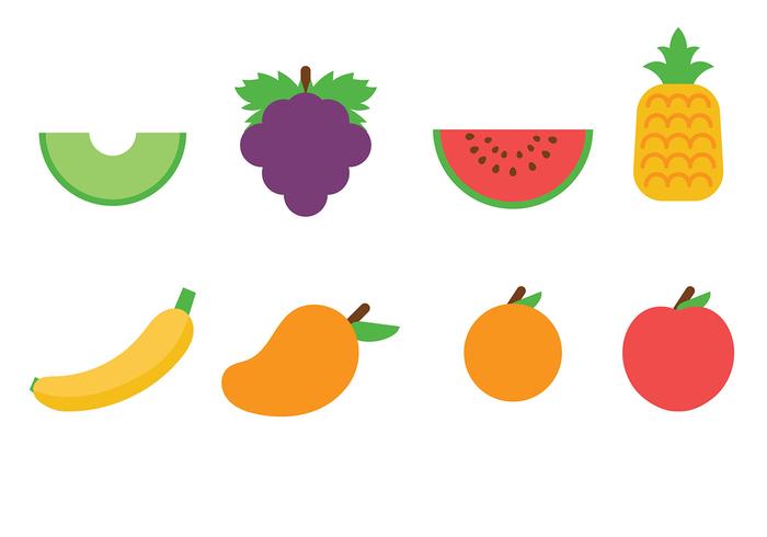 Flat Fruit Icons Vector