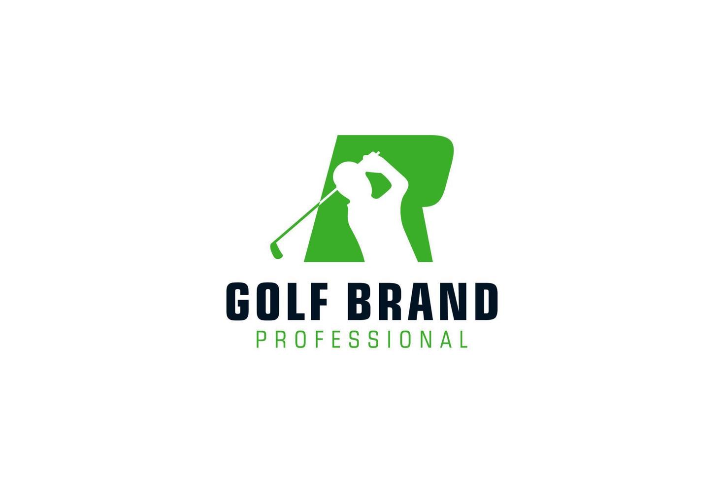 brief r voor golf logo ontwerp vector sjabloon, vector etiket van golf, logo van golf kampioenschap, illustratie, creatief icoon, ontwerp concept