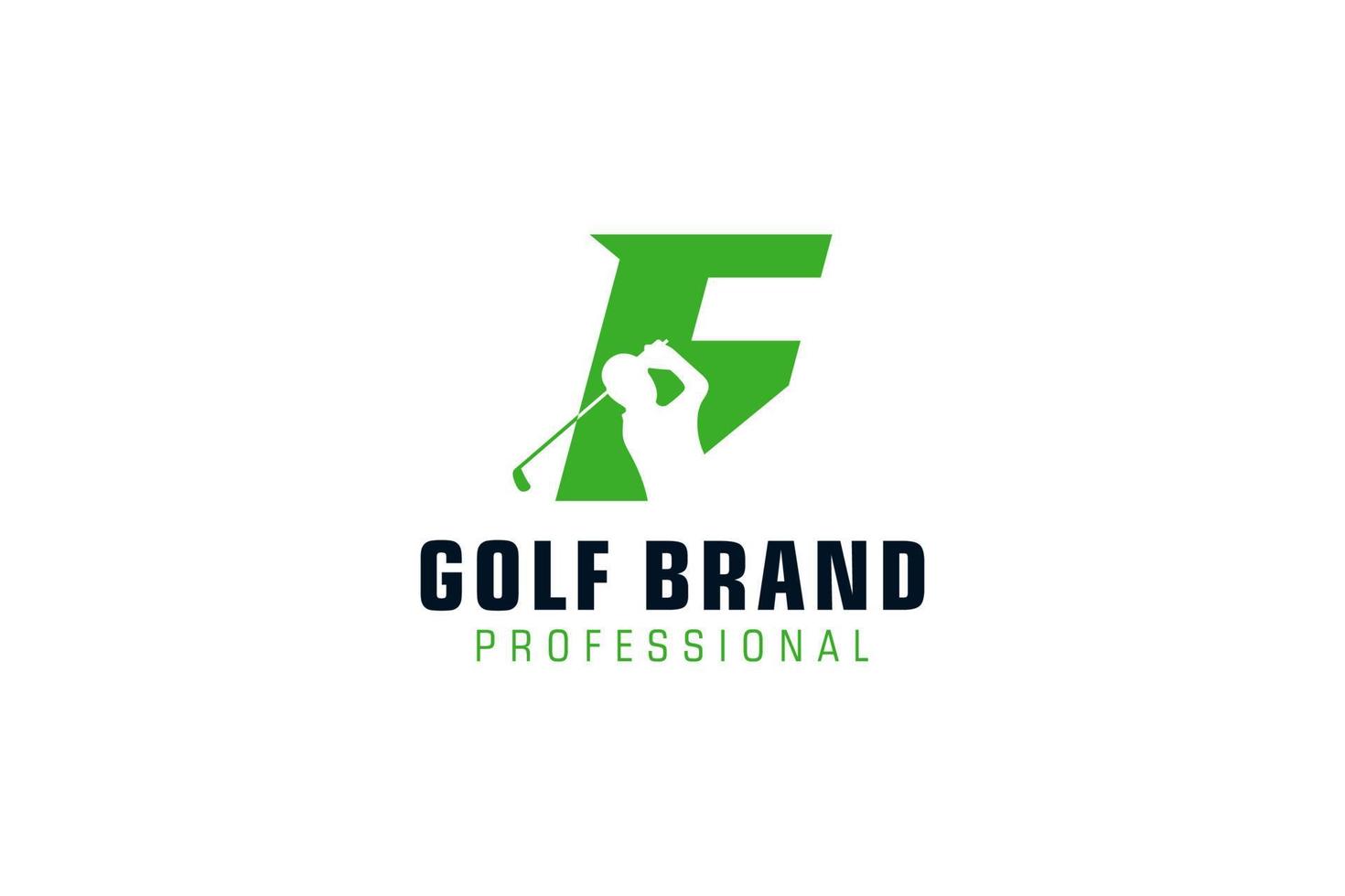 brief f voor golf logo ontwerp vector sjabloon, vector etiket van golf, logo van golf kampioenschap, illustratie, creatief icoon, ontwerp concept