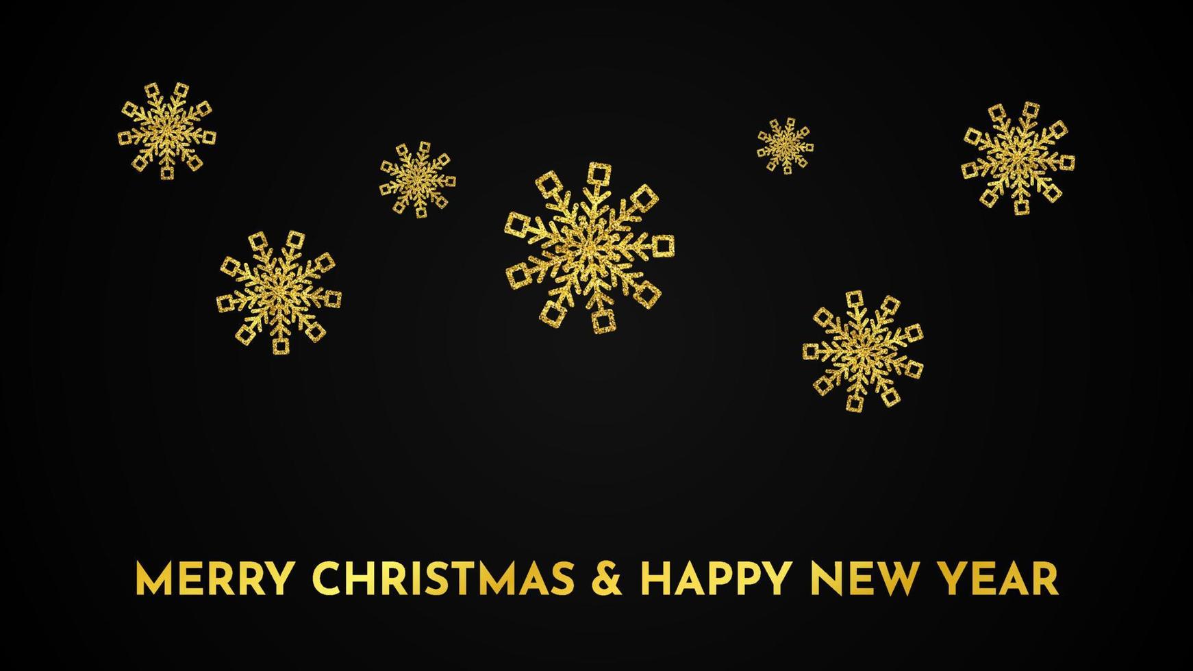 Kerstmis donker achtergrond met goud schitteren sneeuwvlokken. nieuw jaar sneeuwvlok vakantie decoratie. vector illustratie