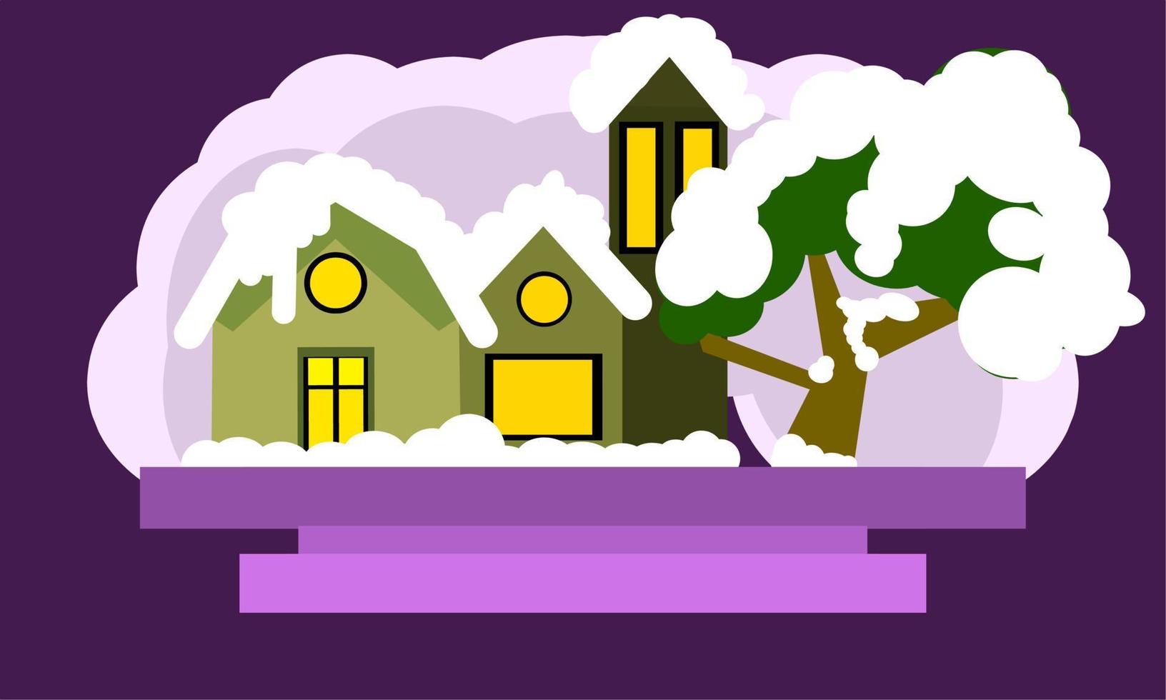 winter illustratie ontwerp, visie van de huis in winter, winter landschap illustratie vector