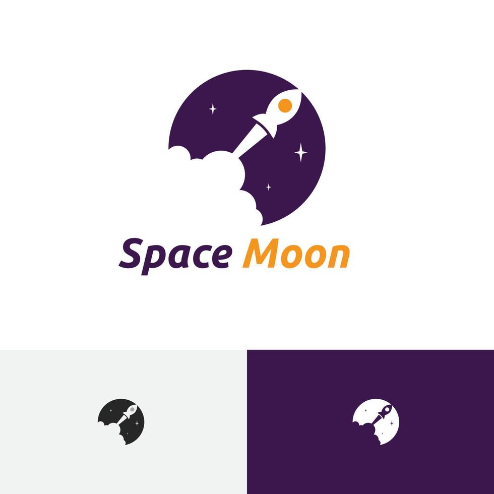 ruimte maan raket lancering onderzoeken avontuur wetenschap logo vector