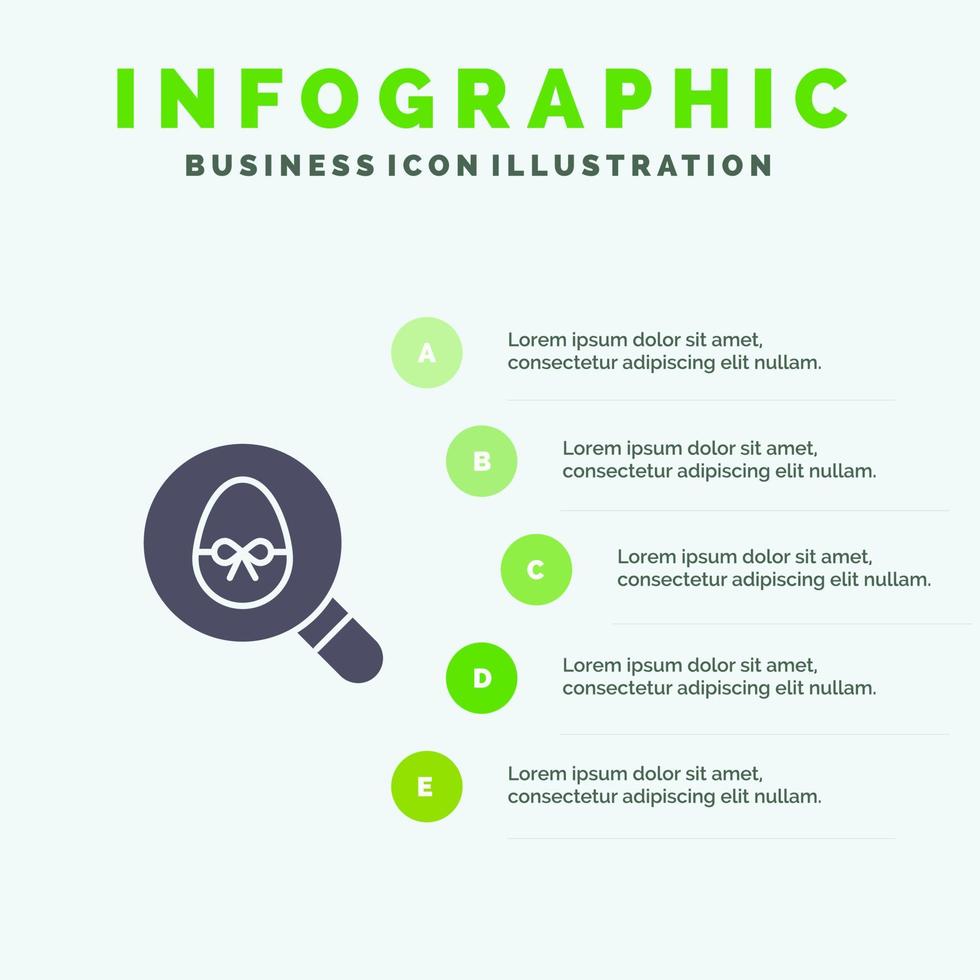 zoeken ei Pasen vakantie solide icoon infographics 5 stappen presentatie achtergrond vector