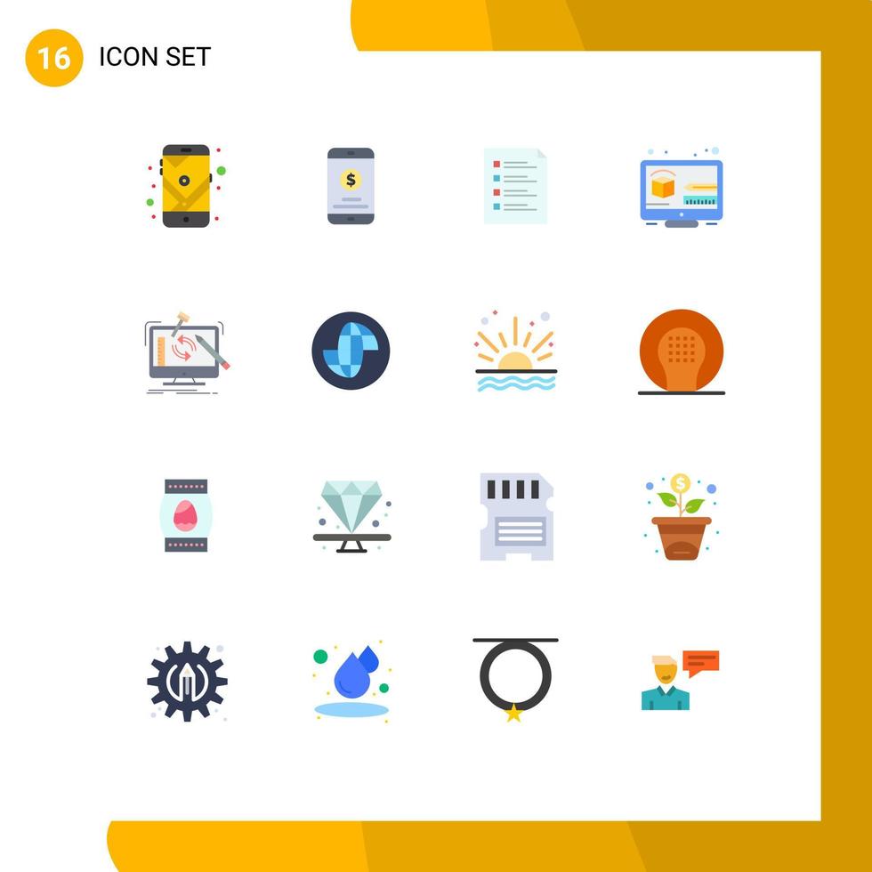 16 gebruiker koppel vlak kleur pak van modern tekens en symbolen van digitaal creatief checklist testen bladzijde bewerkbare pak van creatief vector ontwerp elementen