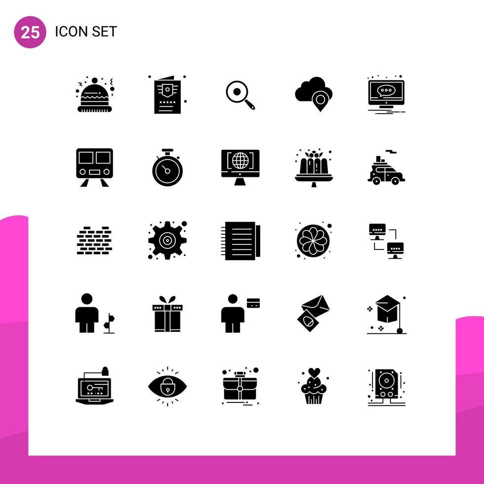 universeel icoon symbolen groep van 25 modern solide glyphs van bericht babbelen frituren markeerstift kaart bewerkbare vector ontwerp elementen