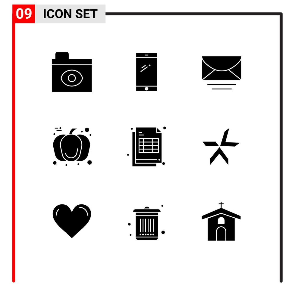 reeks van 9 modern ui pictogrammen symbolen tekens voor goedkoop dag mail voedsel pompoen bewerkbare vector ontwerp elementen