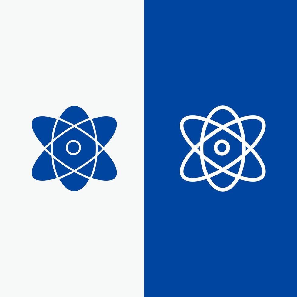 atoom onderwijs fysica wetenschap lijn en glyph solide icoon blauw banier lijn en glyph solide icoon blauw banier vector