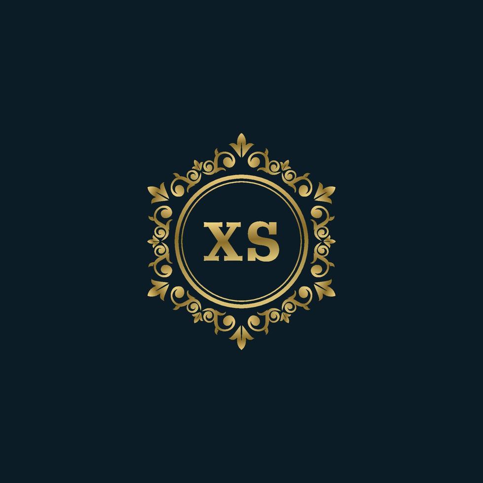 brief xs logo met luxe goud sjabloon. elegantie logo vector sjabloon.