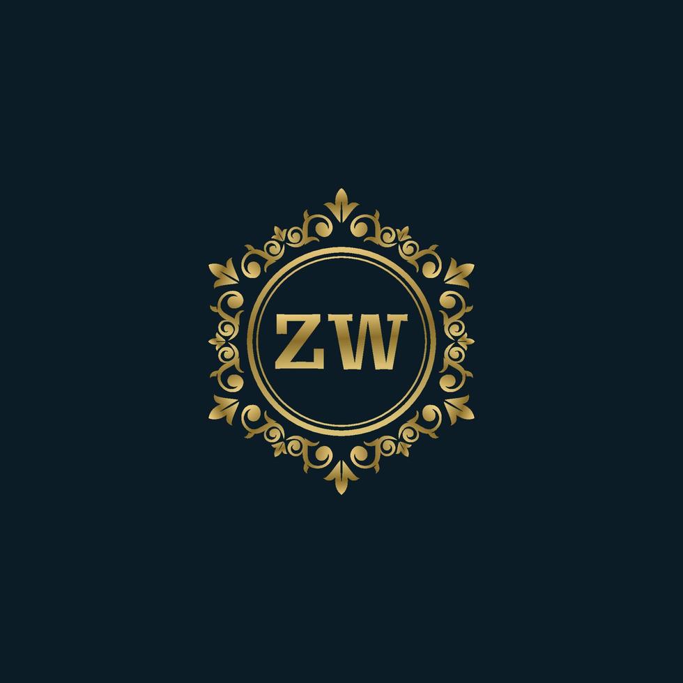 brief zw logo met luxe goud sjabloon. elegantie logo vector sjabloon.