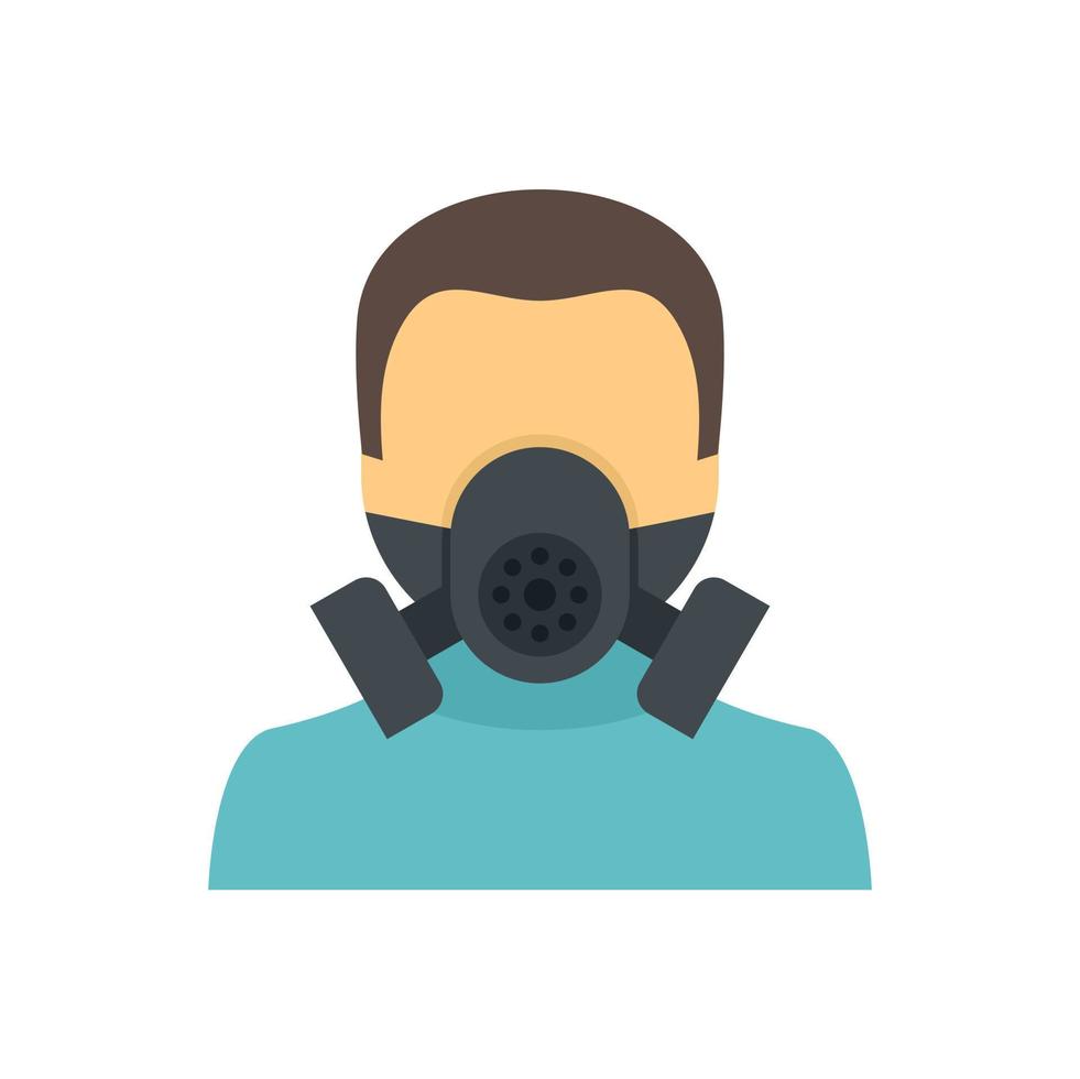 Mens in gas- masker icoon vlak geïsoleerd vector