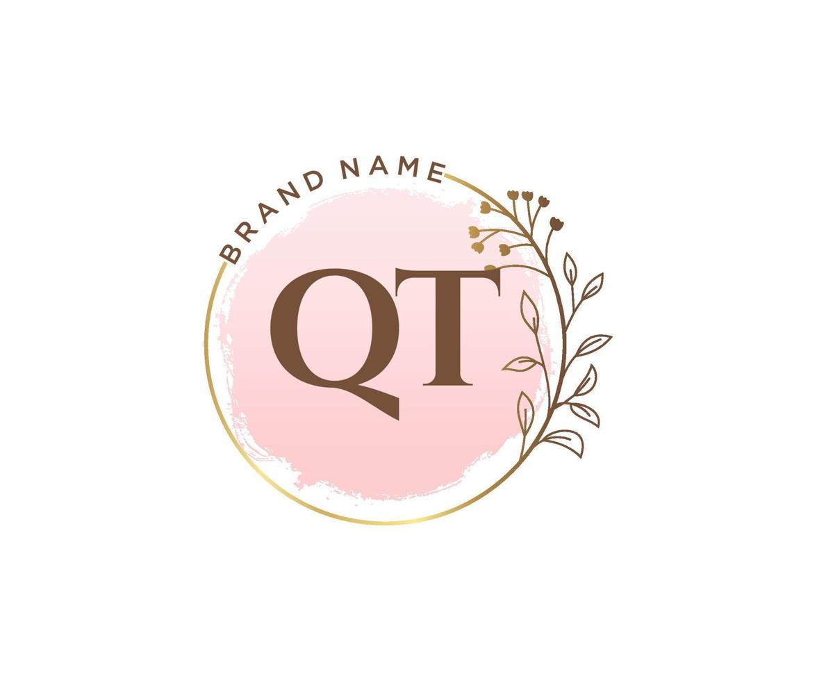 eerste qt vrouwelijk logo. bruikbaar voor natuur, salon, spa, kunstmatig en schoonheid logo's. vlak vector logo ontwerp sjabloon element.