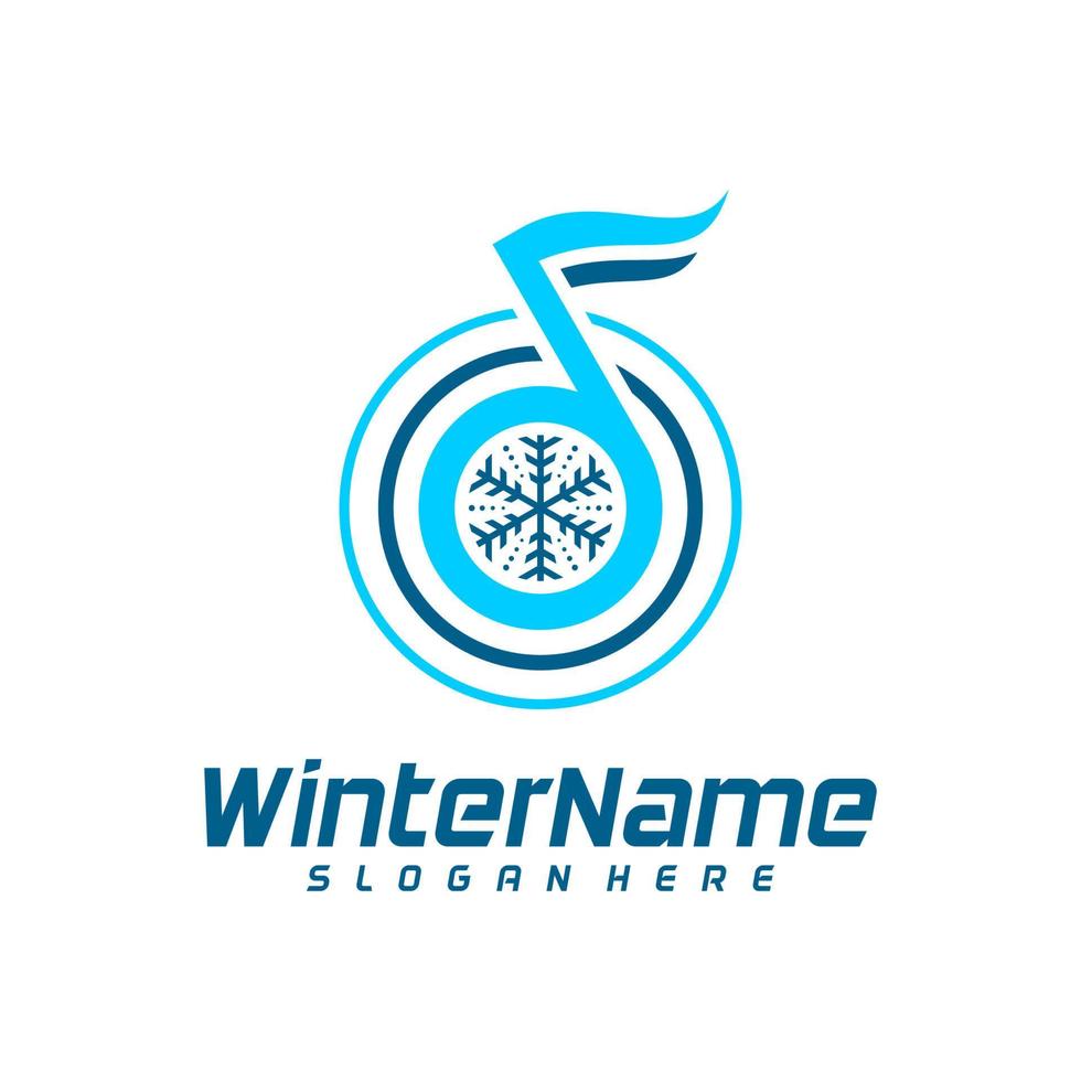 winter muziek- logo sjabloon, winter logo ontwerp vector