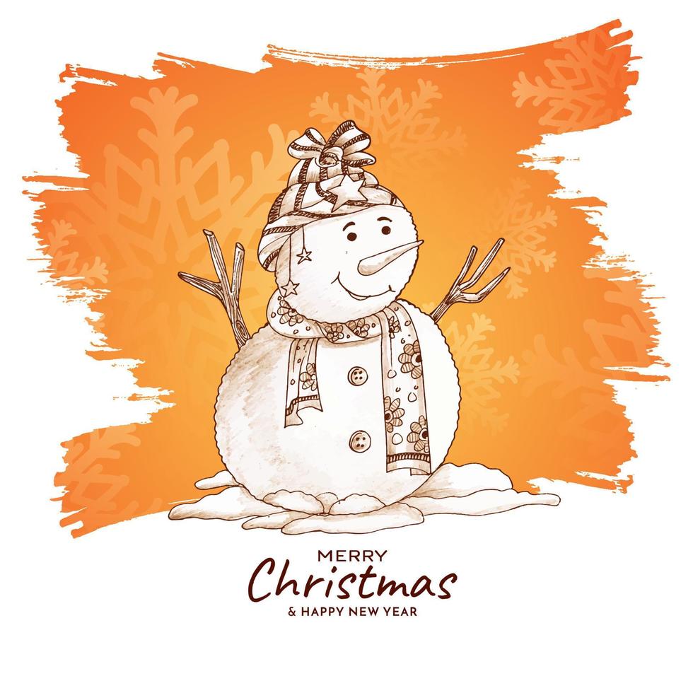 vrolijk Kerstmis festival achtergrond met sneeuwman ontwerp vector