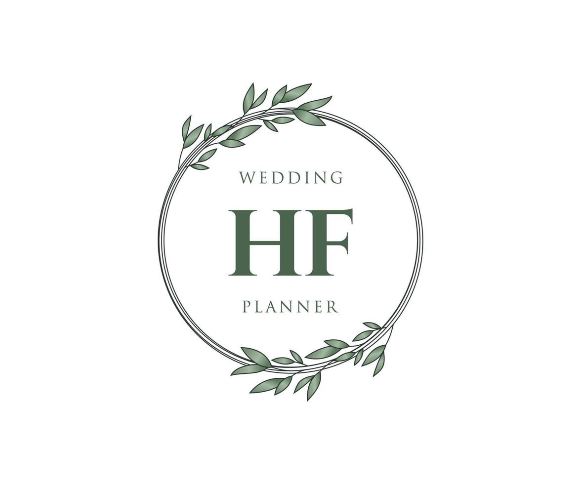 hf initialen brief bruiloft monogram logos verzameling, hand- getrokken modern minimalistisch en bloemen Sjablonen voor uitnodiging kaarten, opslaan de datum, elegant identiteit voor restaurant, boetiek, cafe in vector