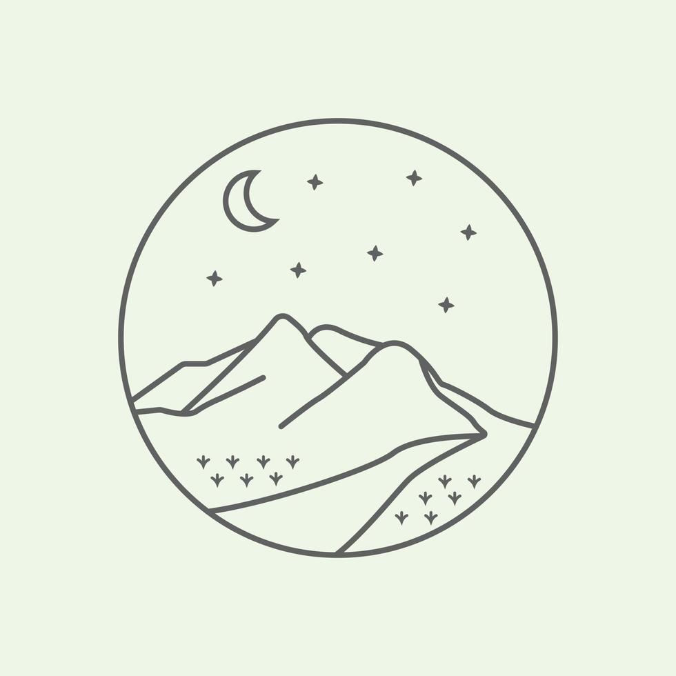 avontuur heuvels lijn kunst logo ontwerp minimalistische illustratie icoon vector