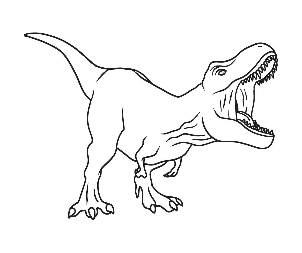 bewerkbare vector hand- tekening illustratie van tyranosaurus rex of t-rex. kinderen kleur bladzijde en kleur boek