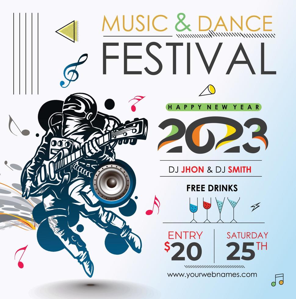 2023 nieuw jaar muziek- partij evenement folder poster voor sociaal media na. vector