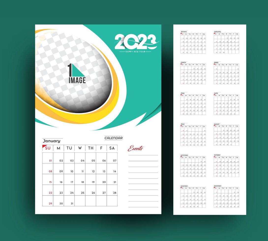 2023 kalender gelukkig nieuw jaar ontwerp vector illustratie.