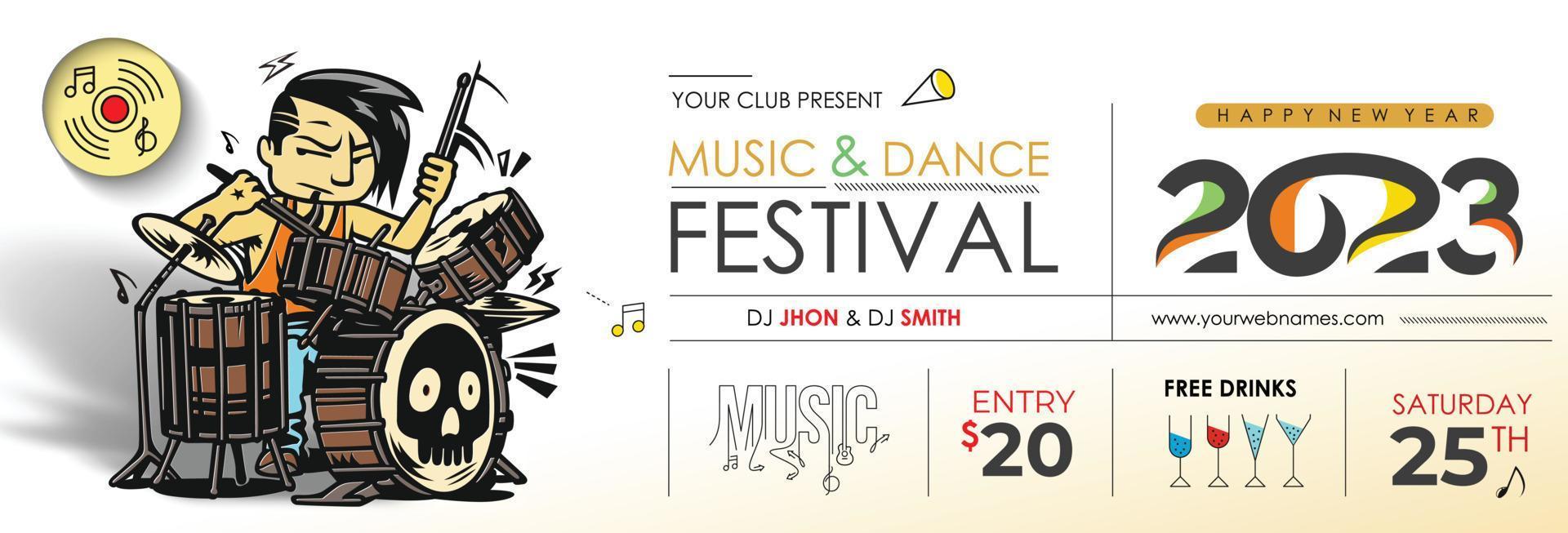 2023 nieuw jaar muziek- partij evenement folder poster voor sociaal media na. vector