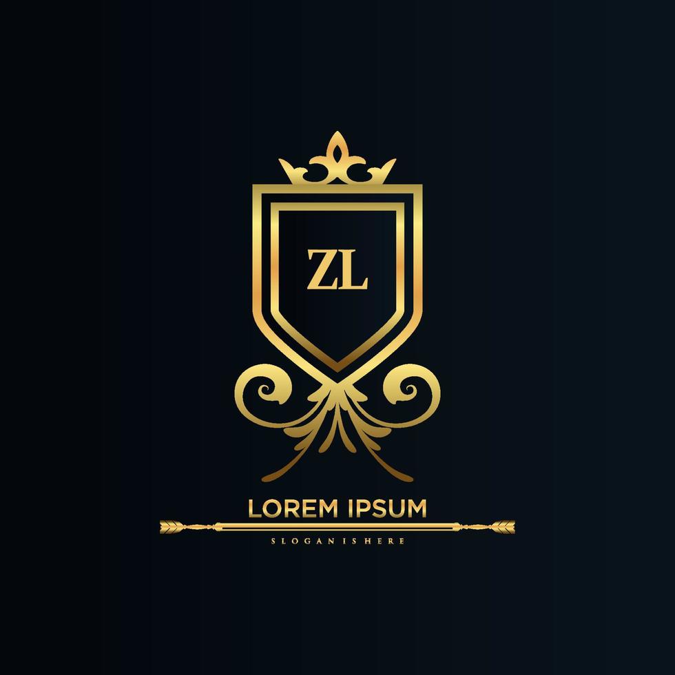 zl brief eerste met Koninklijk sjabloon.elegant met kroon logo vector, creatief belettering logo vector illustratie.