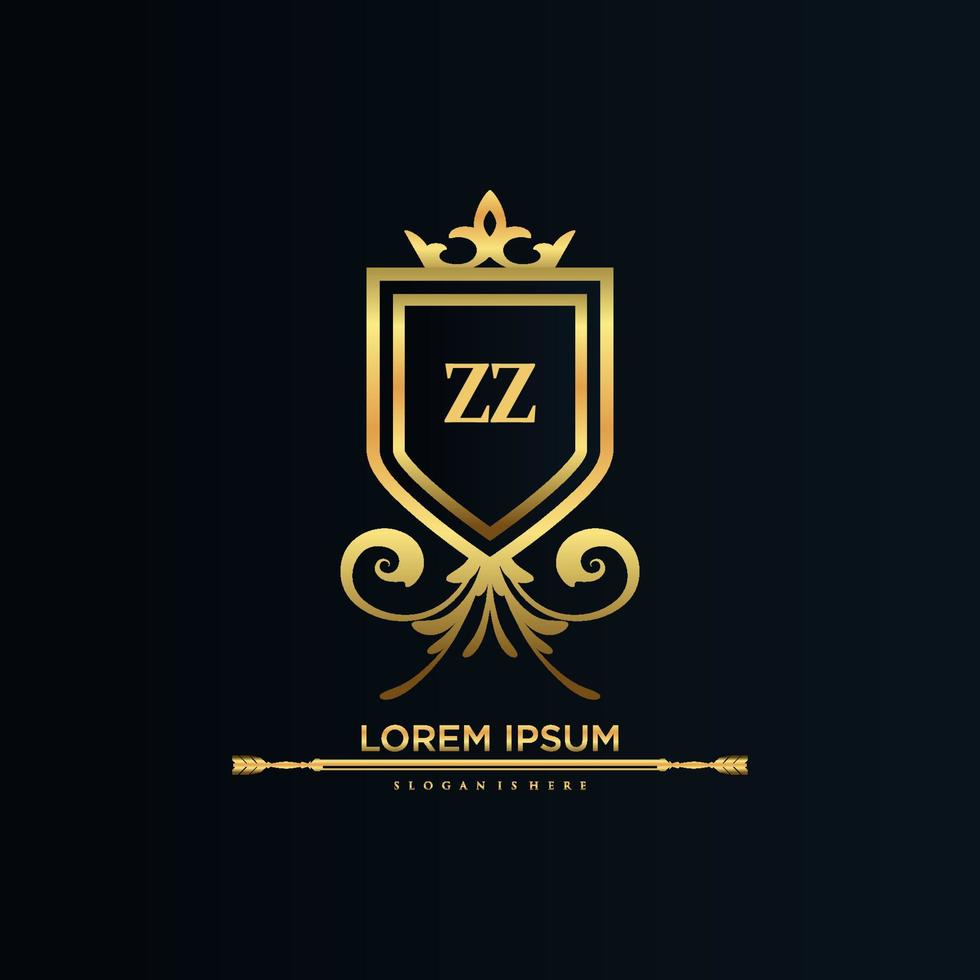 zz brief eerste met Koninklijk sjabloon.elegant met kroon logo vector, creatief belettering logo vector illustratie.