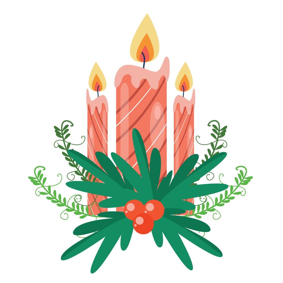 Kerstmis ontwerp met drie kaarsen. decoratie icoon. vlak en geïsoleerd illustratie vector