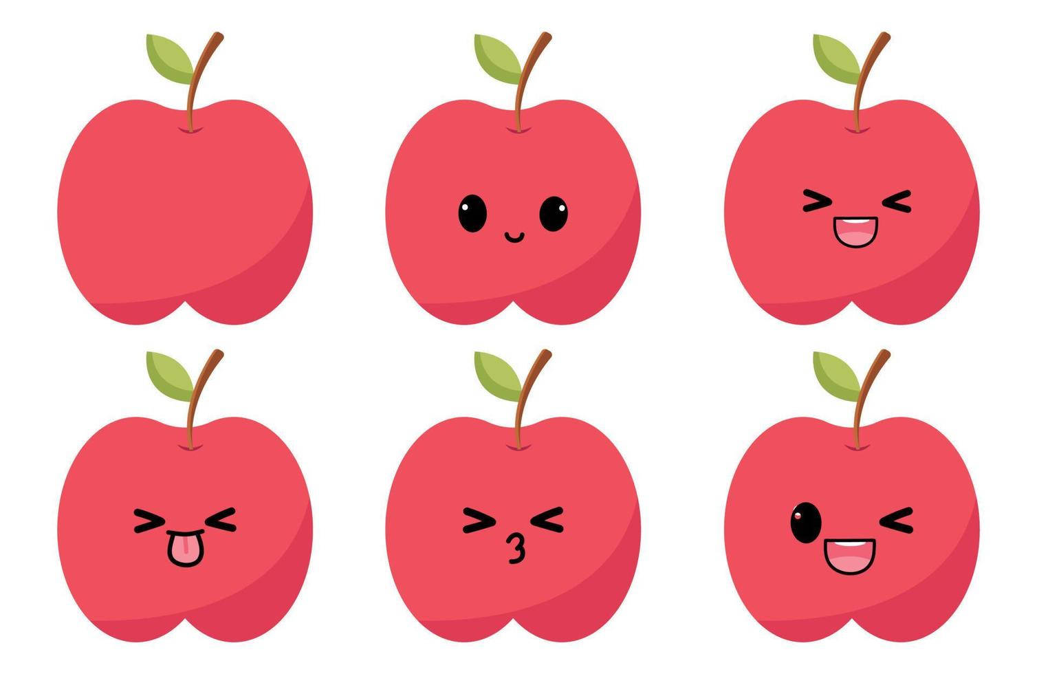 rood appel met kawaii ogen. vlak ontwerp vector illustratie van oranje Aan wit achtergrond