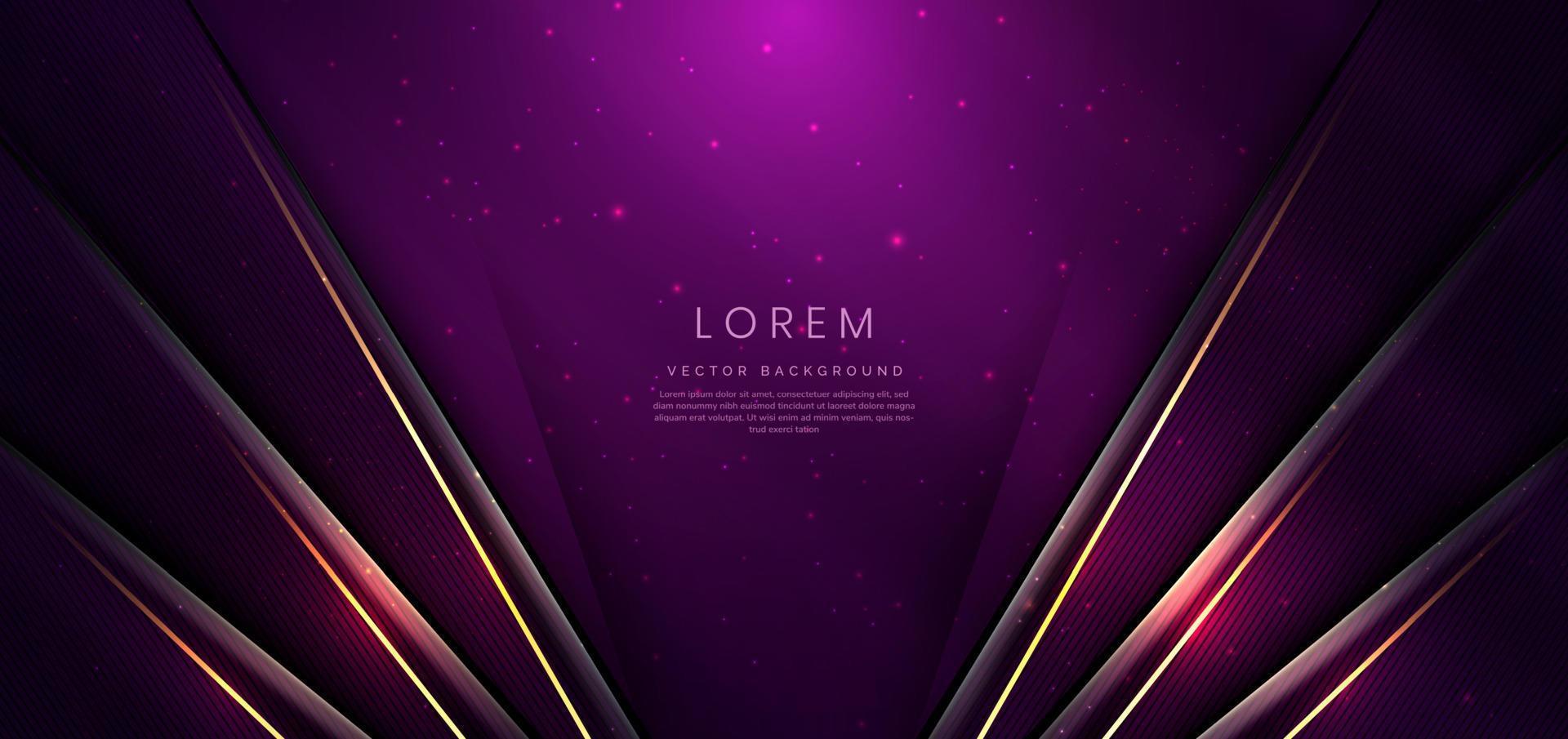 abstract elegant Purper achtergrond met gouden lijn en verlichting effect fonkeling. luxe sjabloon ontwerp. vector