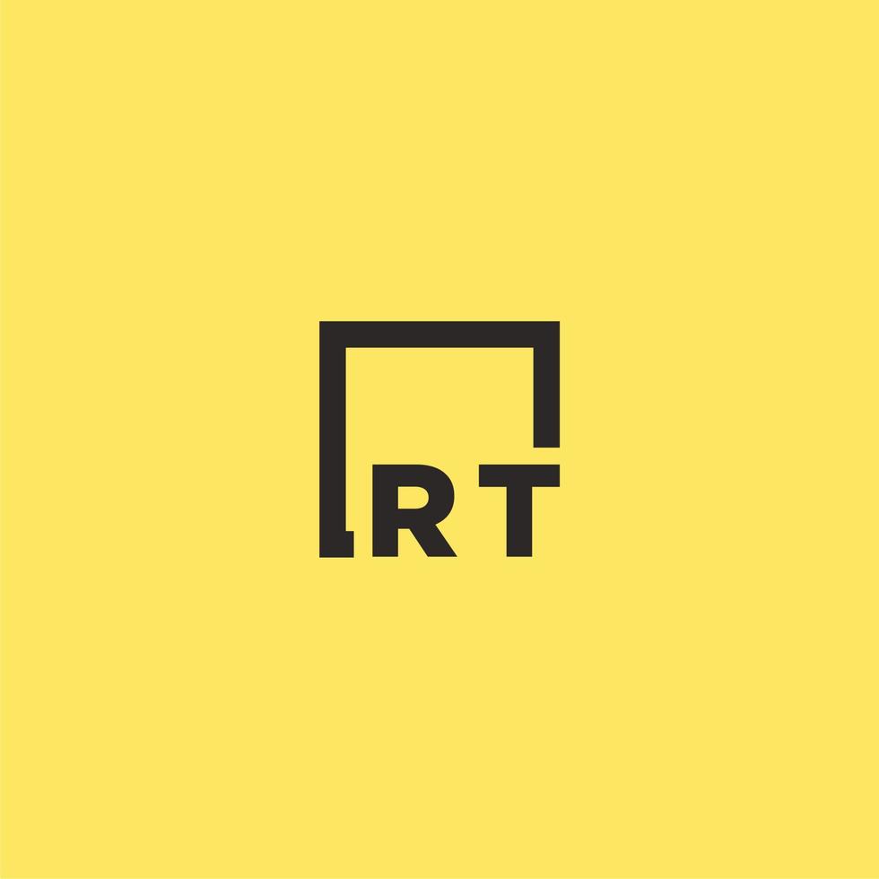 rt eerste monogram logo met plein stijl ontwerp vector