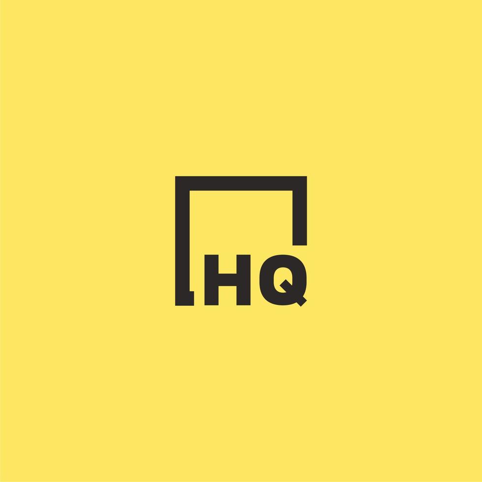 hq eerste monogram logo met plein stijl ontwerp vector