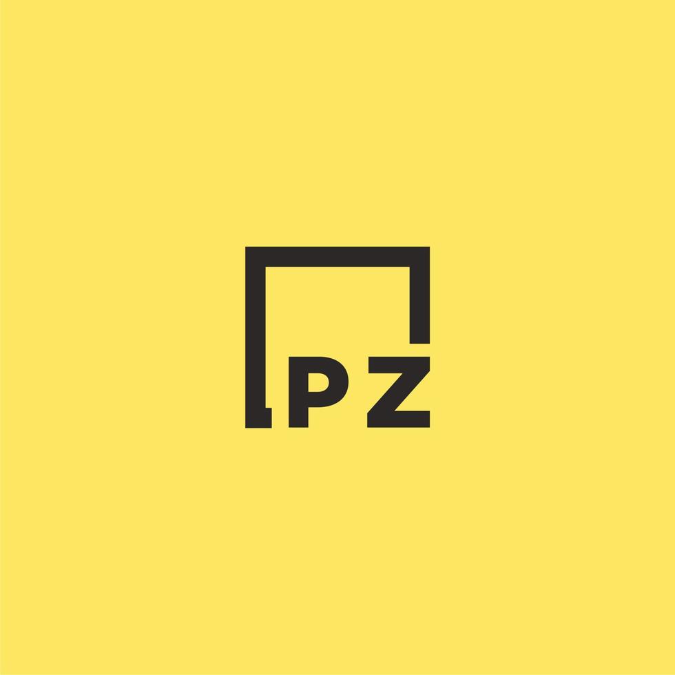 pz eerste monogram logo met plein stijl ontwerp vector