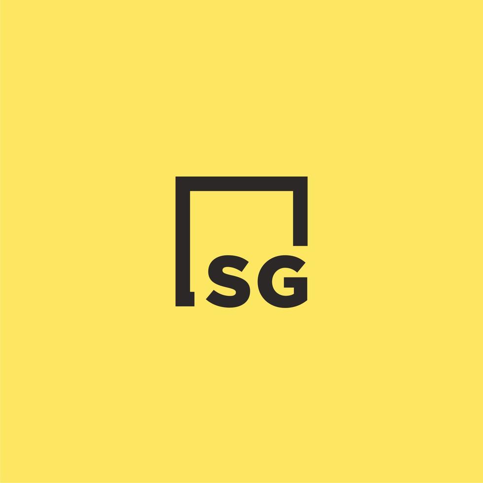 sg eerste monogram logo met plein stijl ontwerp vector