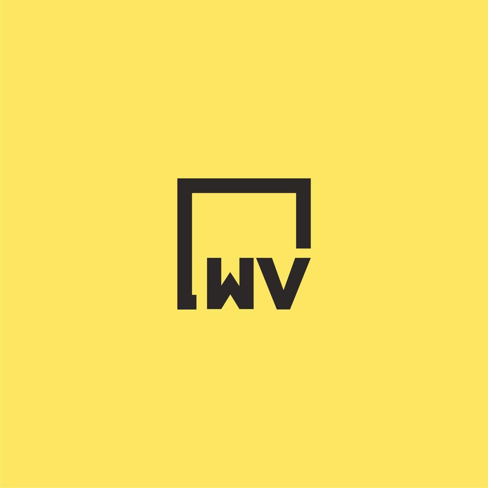 wv eerste monogram logo met plein stijl ontwerp vector