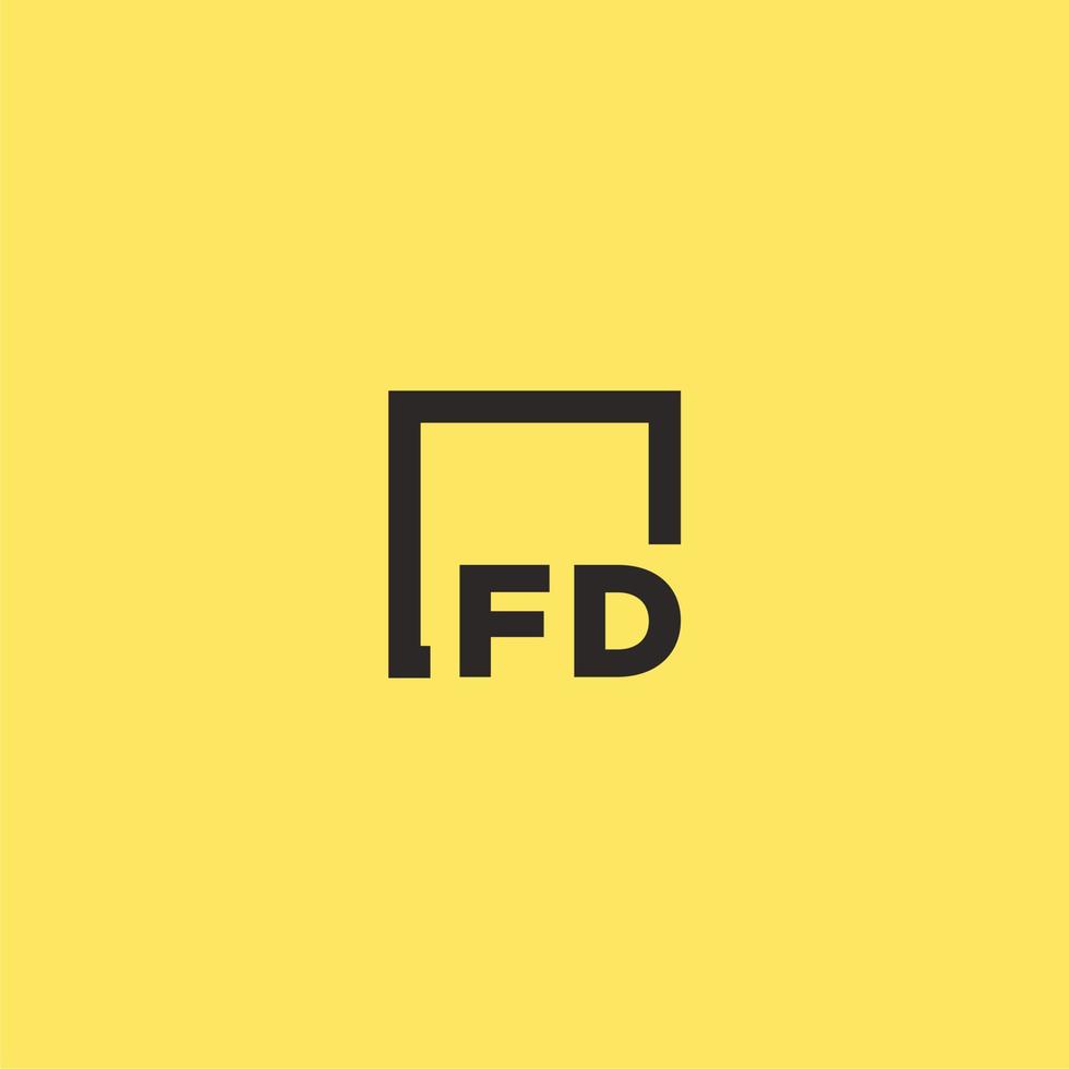 fd eerste monogram logo met plein stijl ontwerp vector