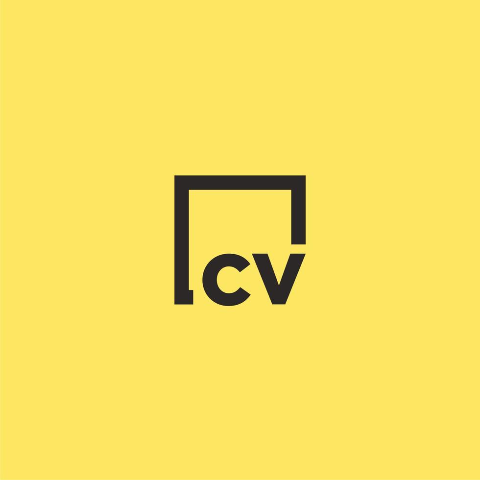 CV eerste monogram logo met plein stijl ontwerp vector