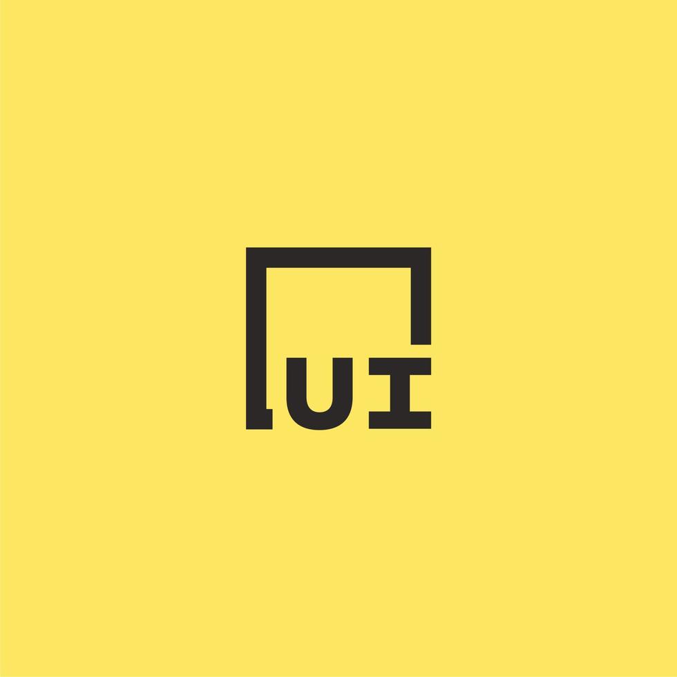 ui eerste monogram logo met plein stijl ontwerp vector