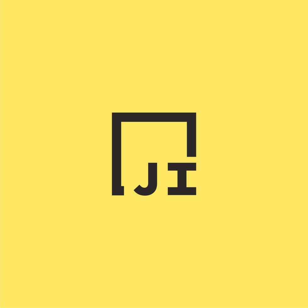 ji eerste monogram logo met plein stijl ontwerp vector