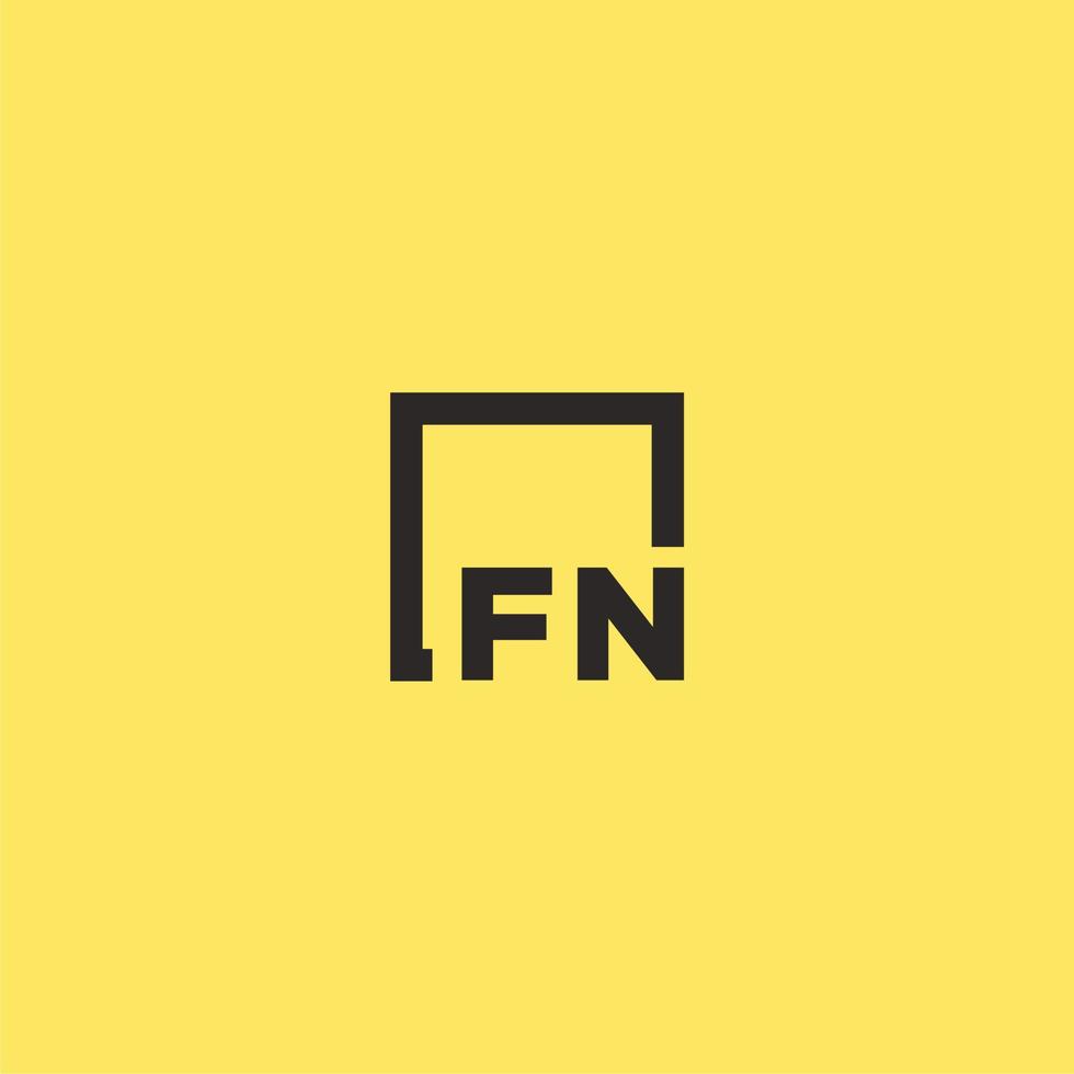 fn eerste monogram logo met plein stijl ontwerp vector