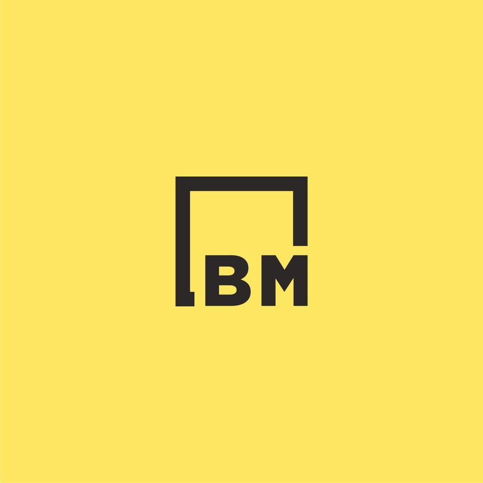 bm eerste monogram logo met plein stijl ontwerp vector