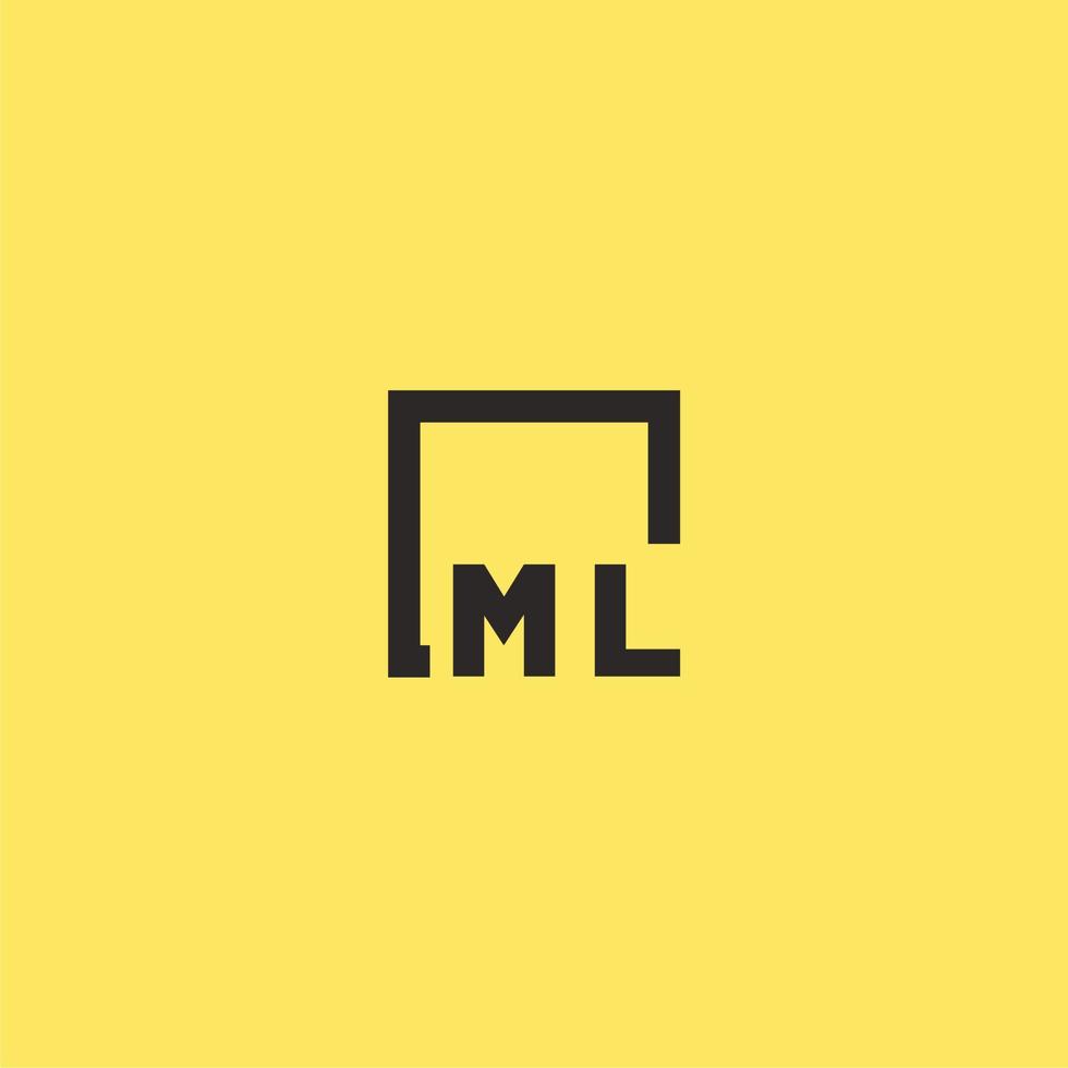 ml eerste monogram logo met plein stijl ontwerp vector