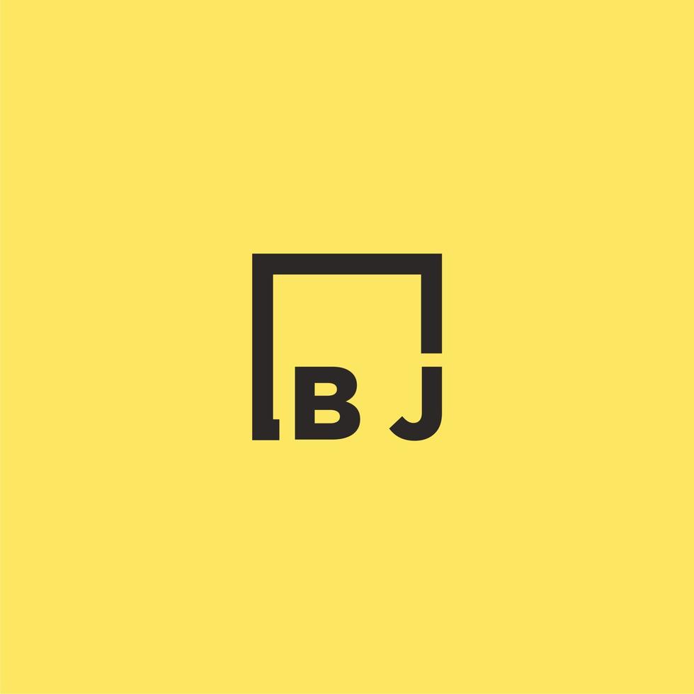 bj eerste monogram logo met plein stijl ontwerp vector