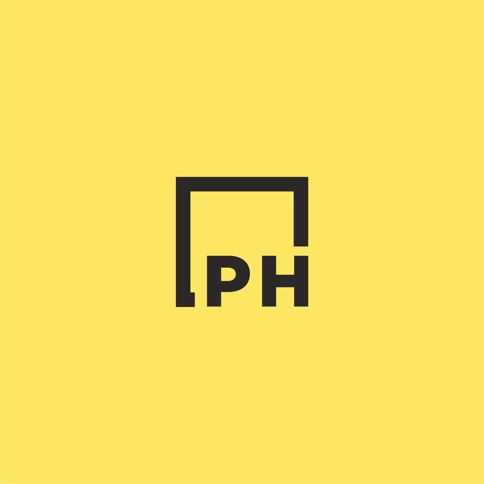 ph eerste monogram logo met plein stijl ontwerp vector